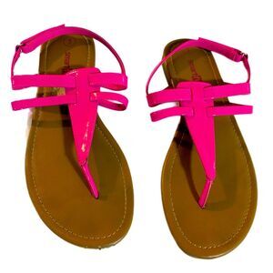 Smartfit Pink Patent Leather Sandals Minimalist Style Hook & Loop.